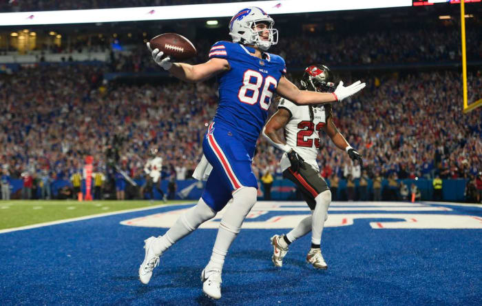 Kincaid scored the first touchdown of his career against the Tampa Bay Buccaneers.
